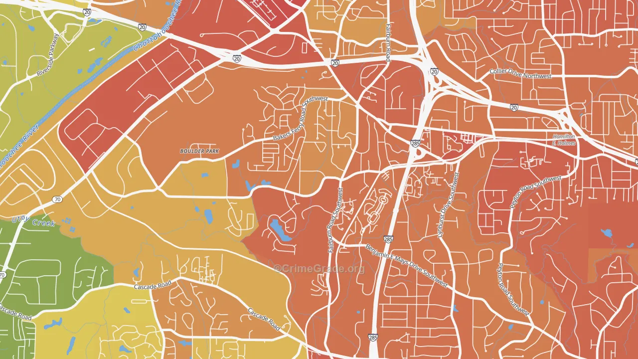 Adamsville, Atlanta, GA Map of Drug-Related Crime Rates