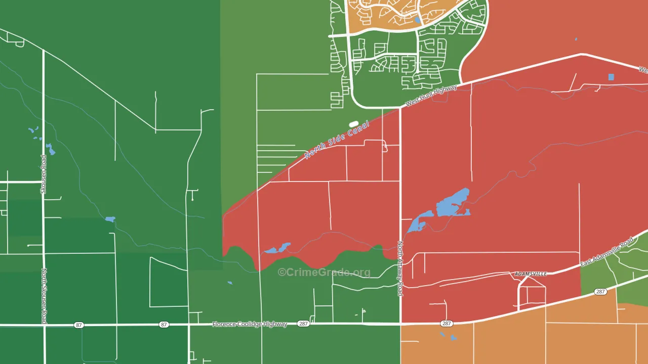 Adamsville, AZ Map of Drug-Related Crime Rates