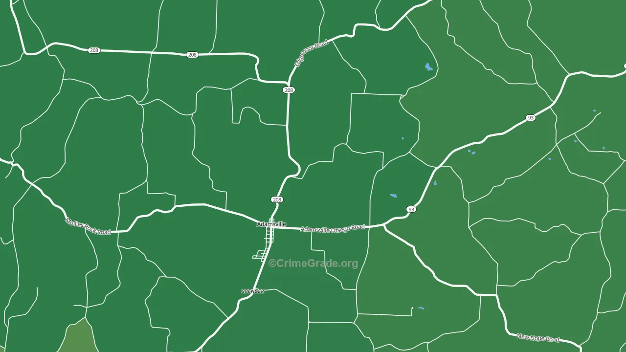Adamsville, OH Map of Drug-Related Crime Rates