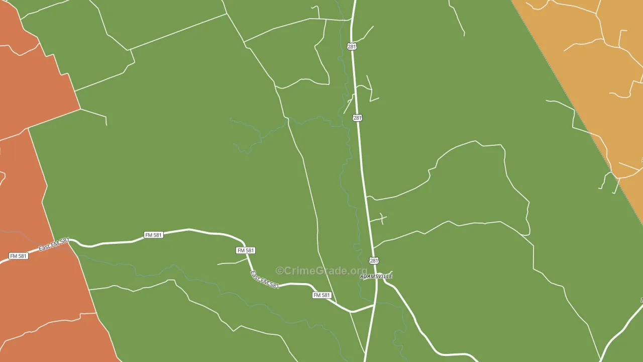 Adamsville, TX Map of Drug-Related Crime Rates
