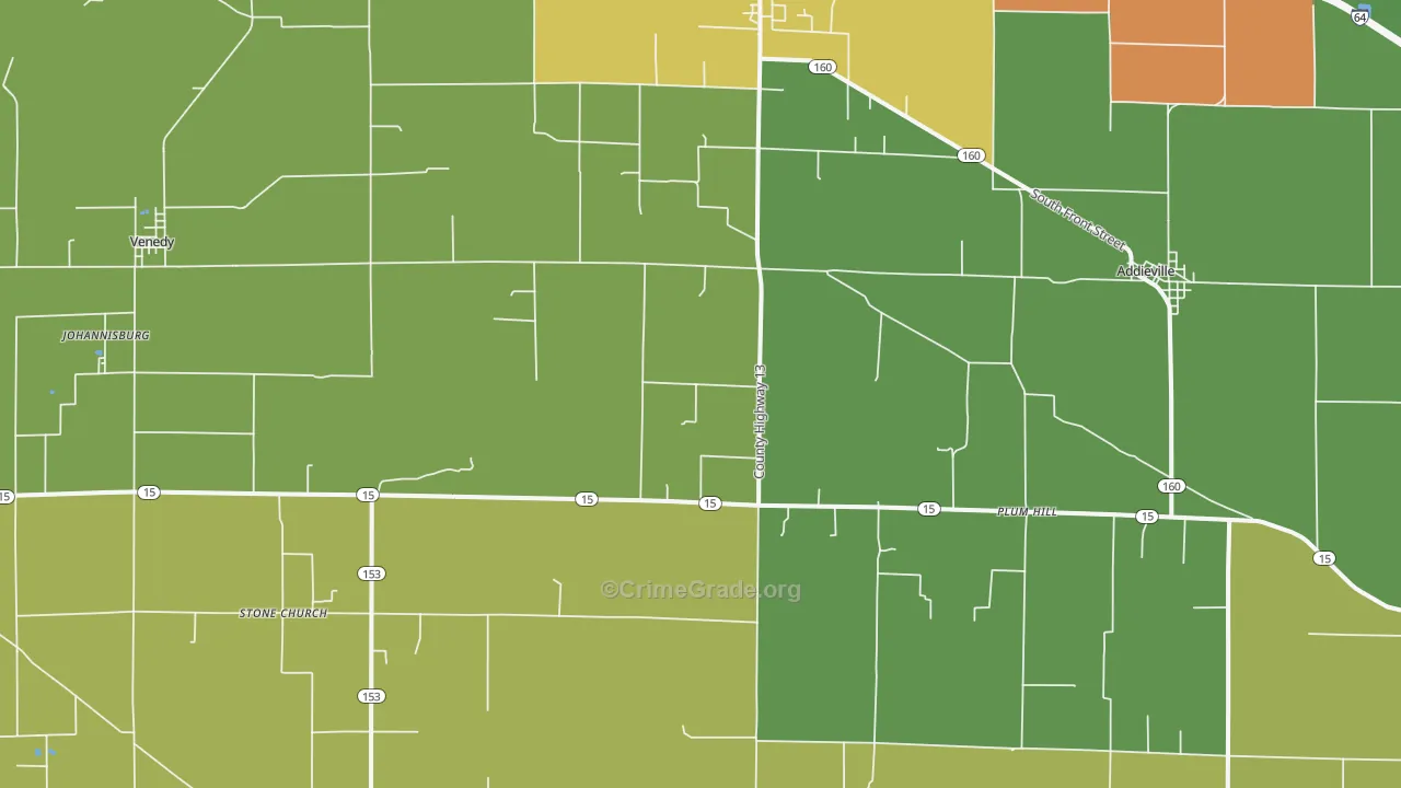 Addieville, IL Map of Drug-Related Crime Rates