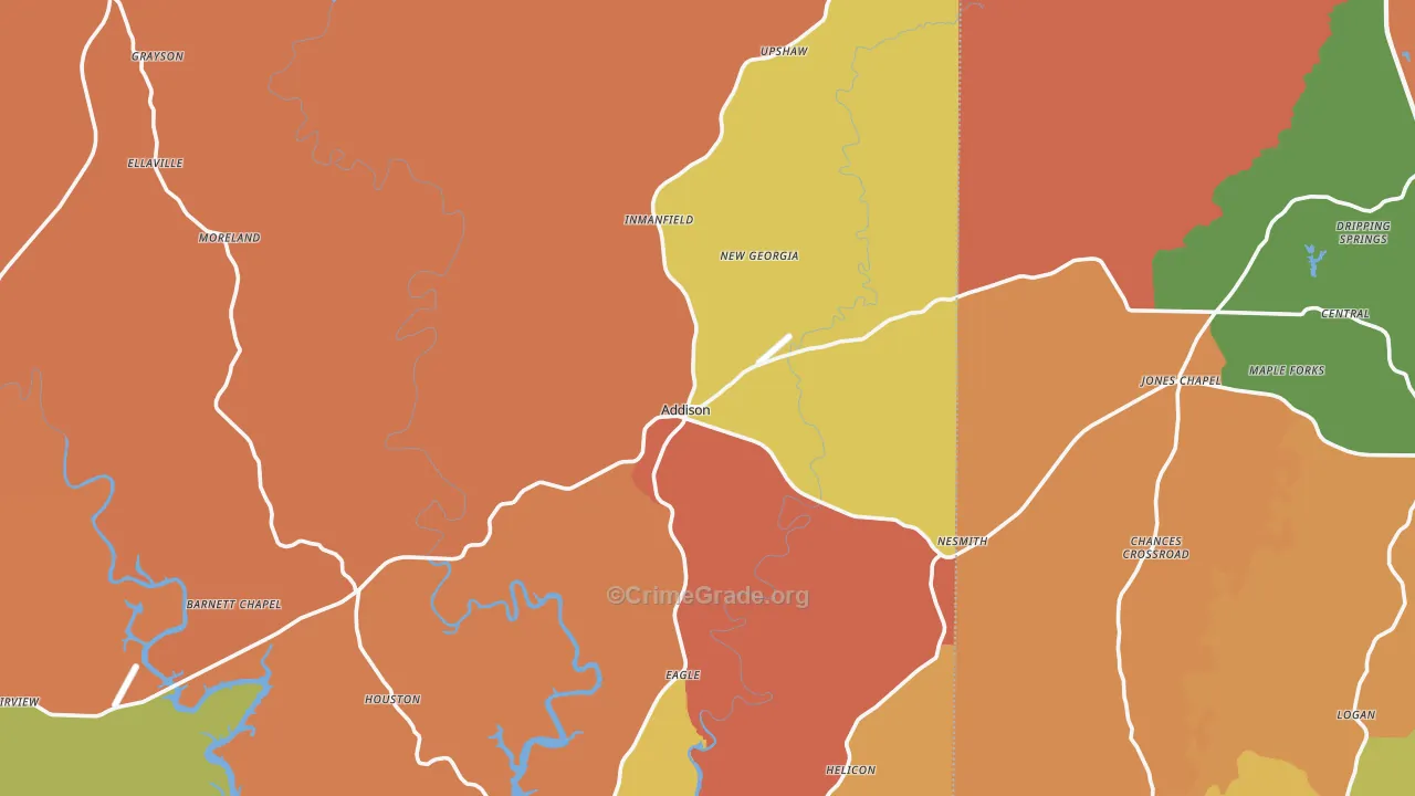 Addison, AL Map of Drug-Related Crime Rates
