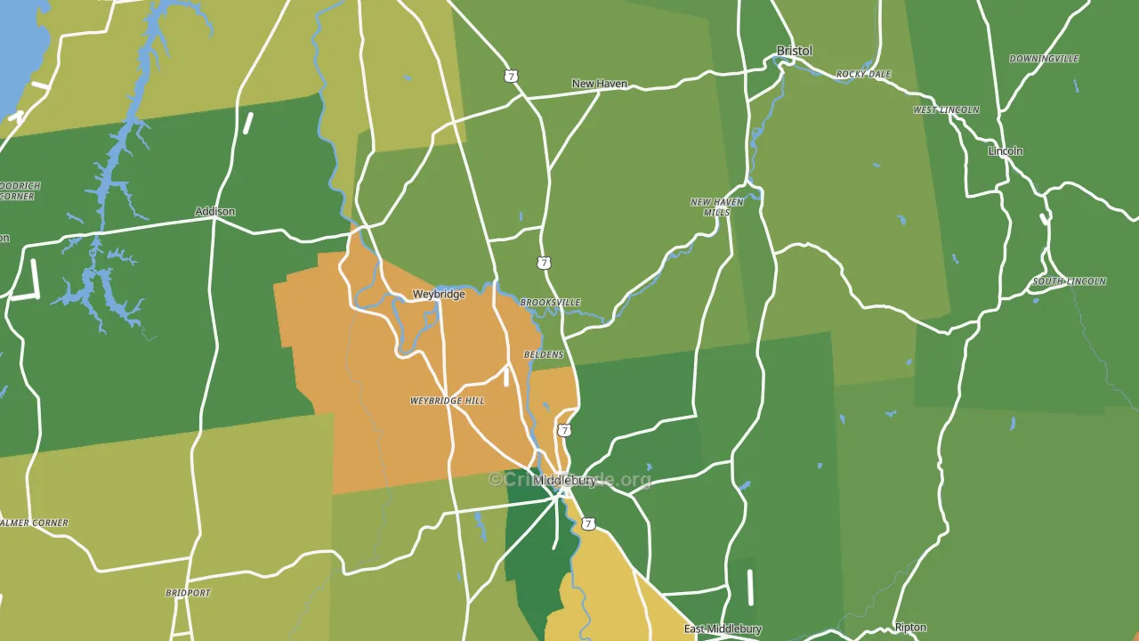 Addison County, VT Map of Drug-Related Crime Rates