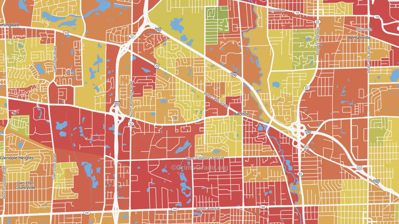 Addison, IL Map of Drug-Related Crime Rates