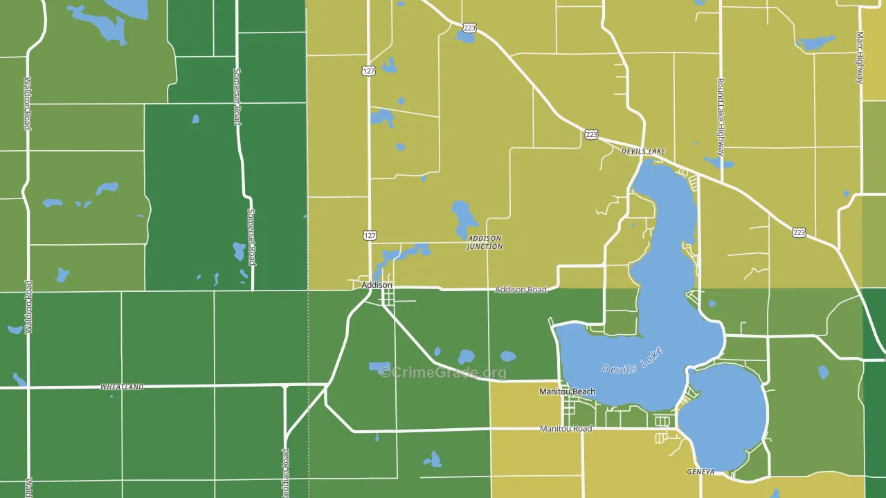Addison, MI Map of Drug-Related Crime Rates