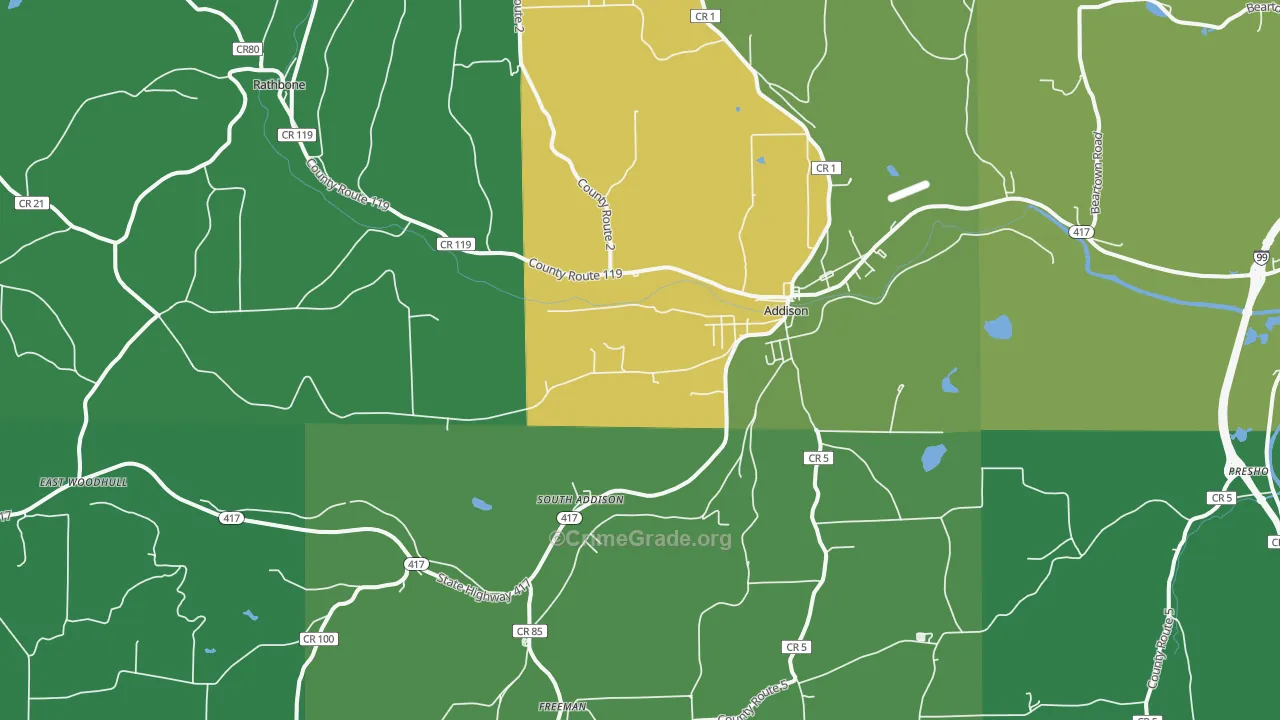 Addison, NY Map of Drug-Related Crime Rates