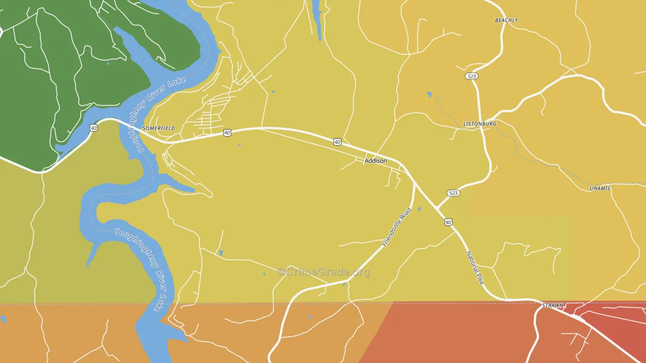 Addison, PA Map of Drug-Related Crime Rates