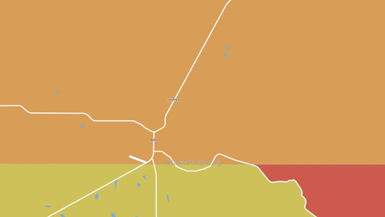 Adin, CA Map of Drug-Related Crime Rates