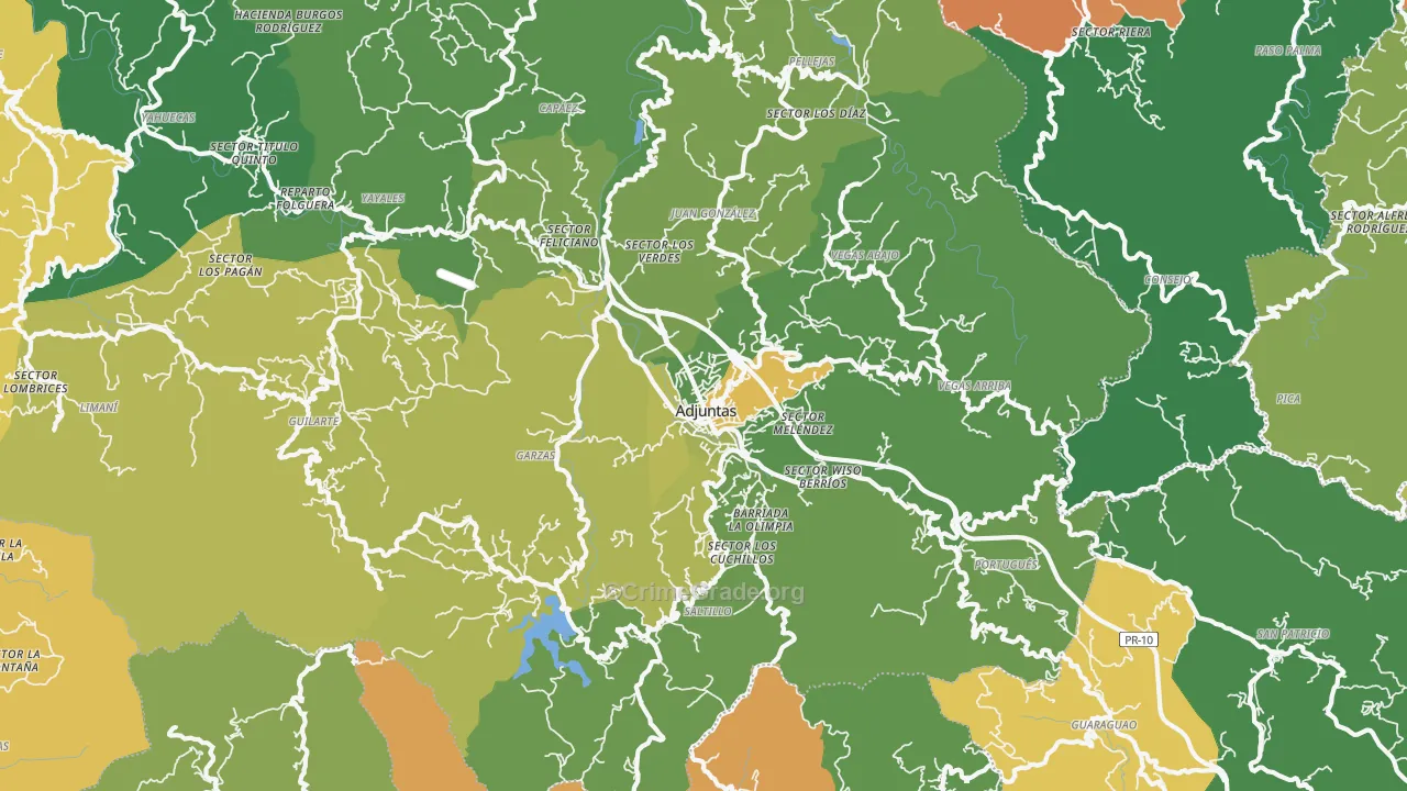Adjuntas, PR Map of Drug-Related Crime Rates