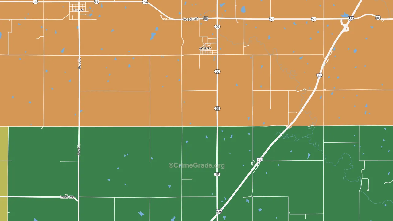 Admire, KS Map of Drug-Related Crime Rates