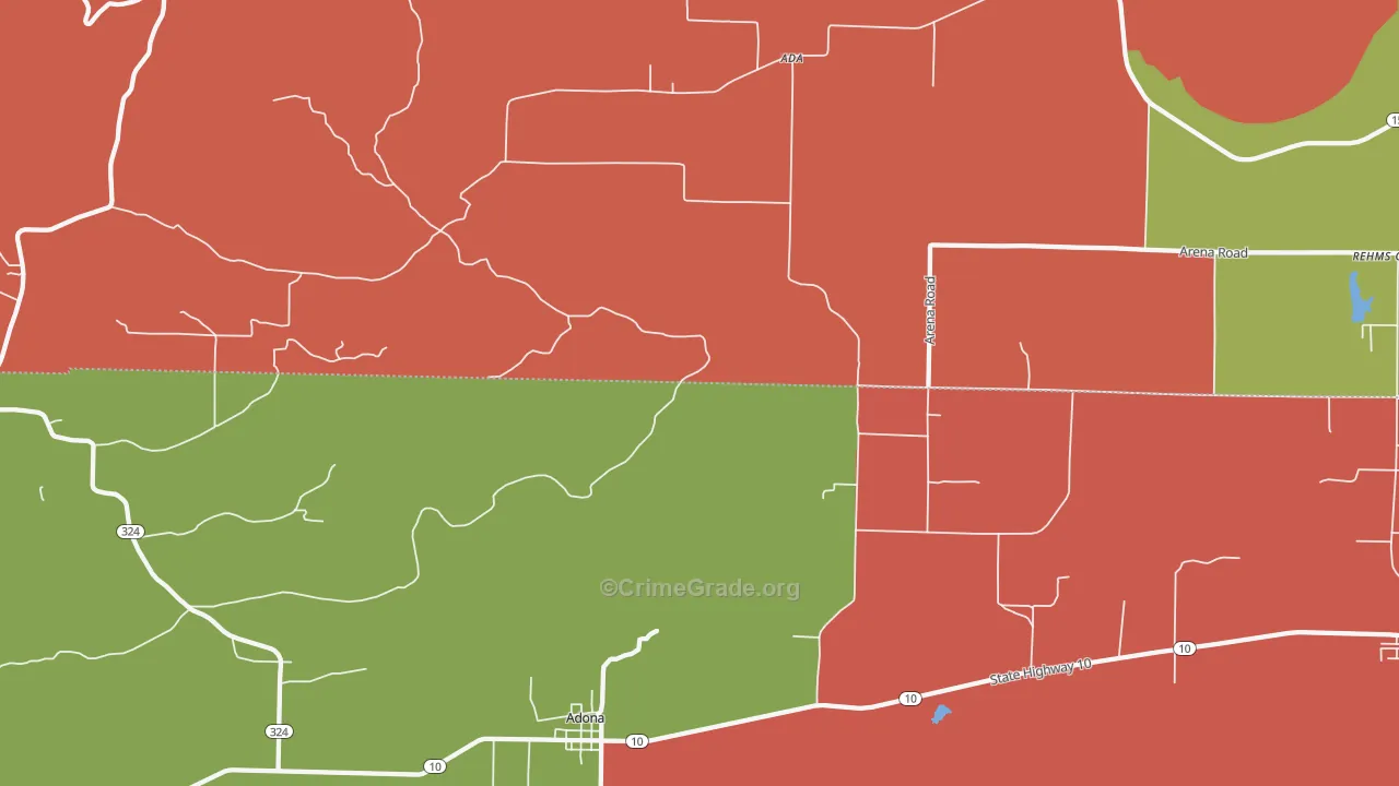 Adona, AR Map of Drug-Related Crime Rates
