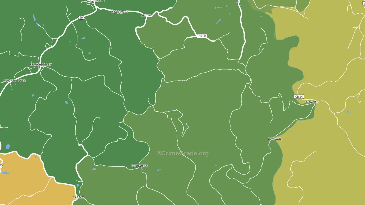 Adrian, WV Map of Drug-Related Crime Rates