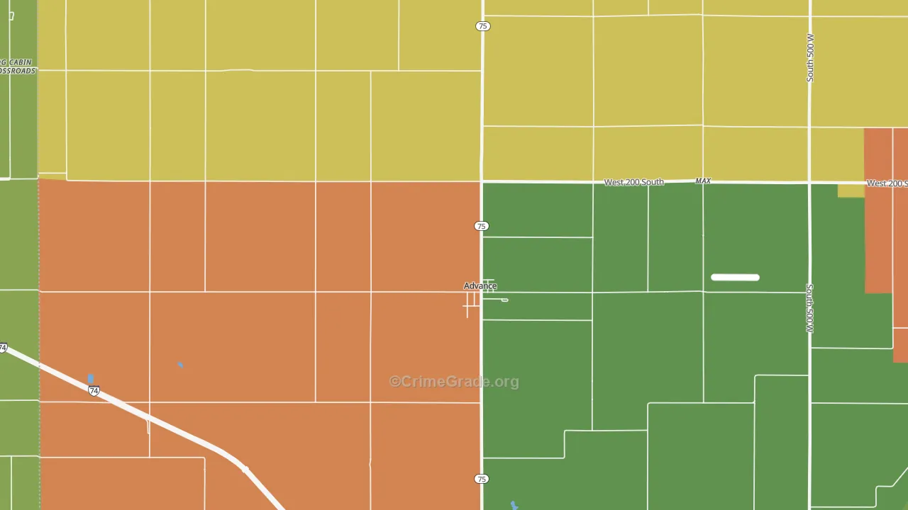 Advance, IN Map of Drug-Related Crime Rates