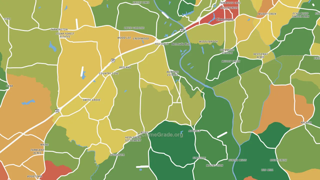 Advance, NC Map of Drug-Related Crime Rates