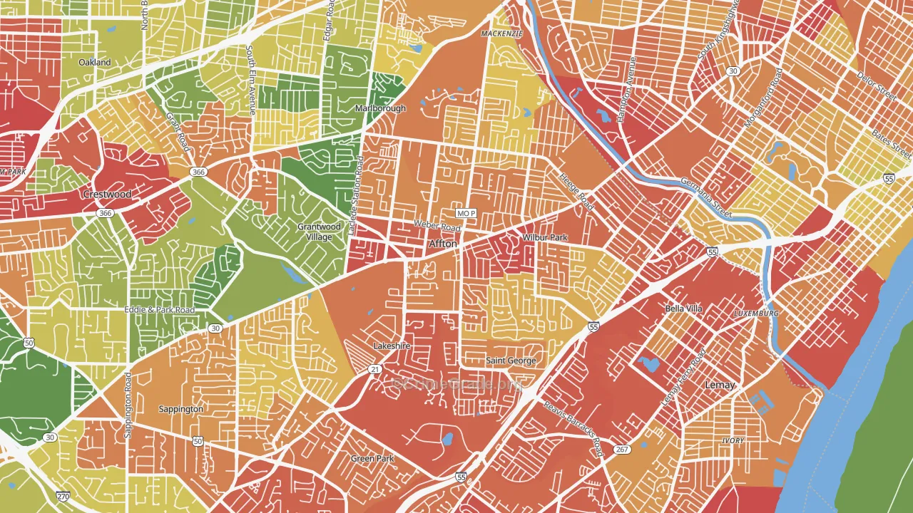 Affton, MO Map of Drug-Related Crime Rates
