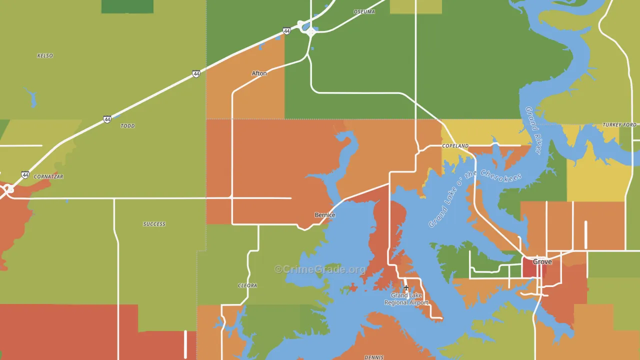 Afton, OK Map of Drug-Related Crime Rates