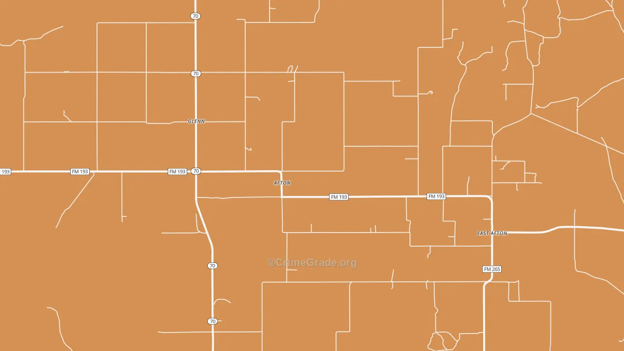 Afton, TX Map of Drug-Related Crime Rates