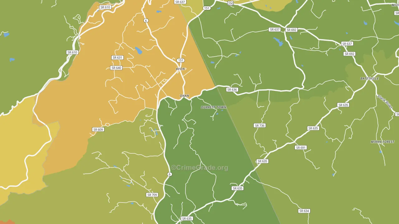 Afton, VA Map of Drug-Related Crime Rates