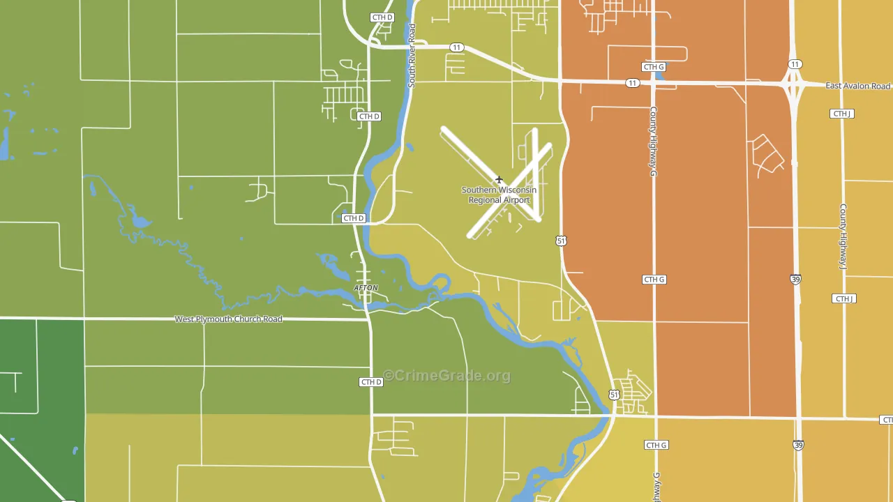 Afton, WI Map of Drug-Related Crime Rates