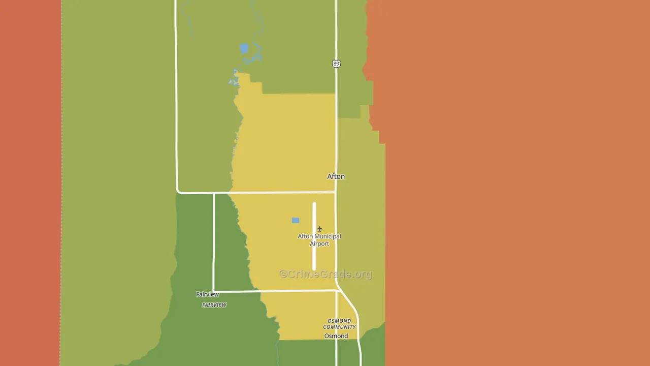 Afton, WY Map of Drug-Related Crime Rates
