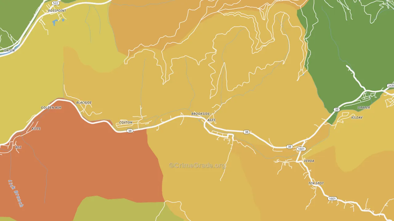 Ages-Brookside, KY Map of Drug-Related Crime Rates