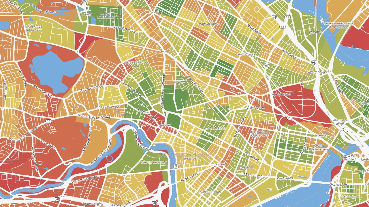 Aggasiz-Harvard, Cambridge, MA Map of Drug-Related Crime Rates