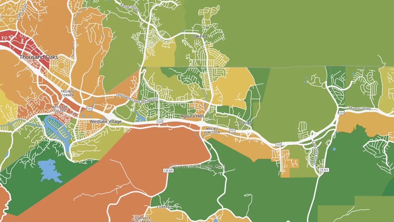 Agoura Hills, CA Map of Drug-Related Crime Rates
