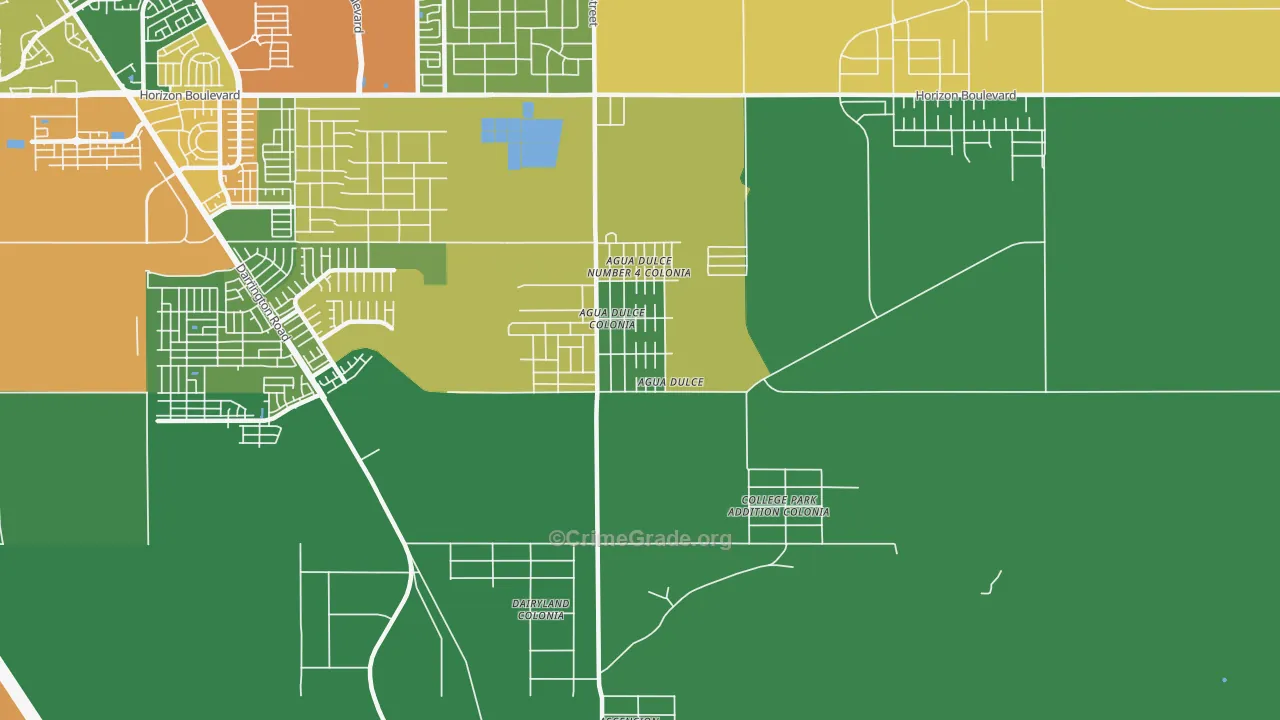 Agua Dulce, El Paso, TX Map of Drug-Related Crime Rates