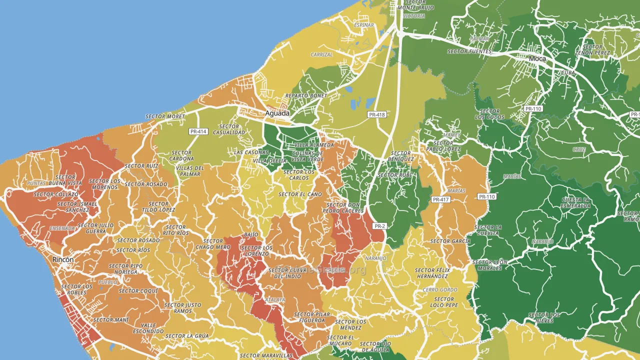 Aguada Municipio, PR Map of Drug-Related Crime Rates