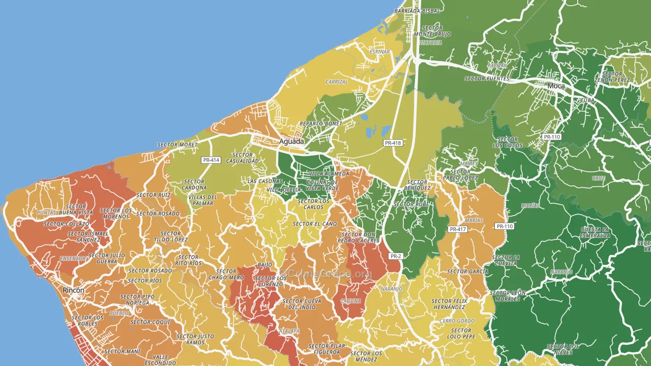Aguada, PR Map of Drug-Related Crime Rates