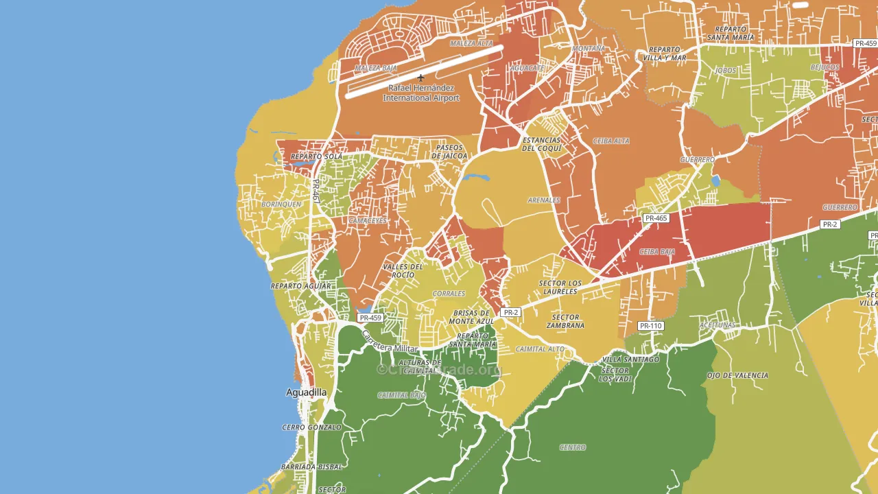 Aguadilla Municipio, PR Map of Drug-Related Crime Rates