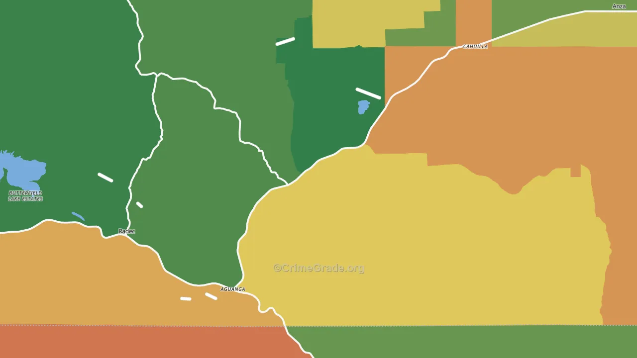 Aguanga, CA Map of Drug-Related Crime Rates