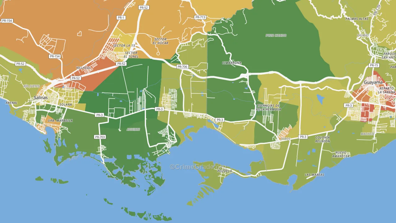 Aguirre, PR Map of Drug-Related Crime Rates