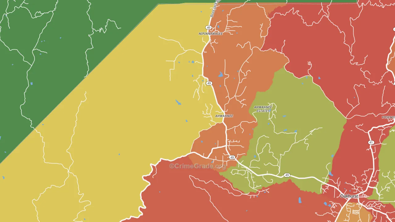 Ahwahnee, CA Map of Drug-Related Crime Rates