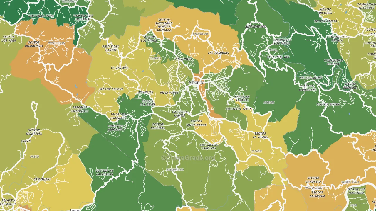 Aibonito, PR Map of Drug-Related Crime Rates