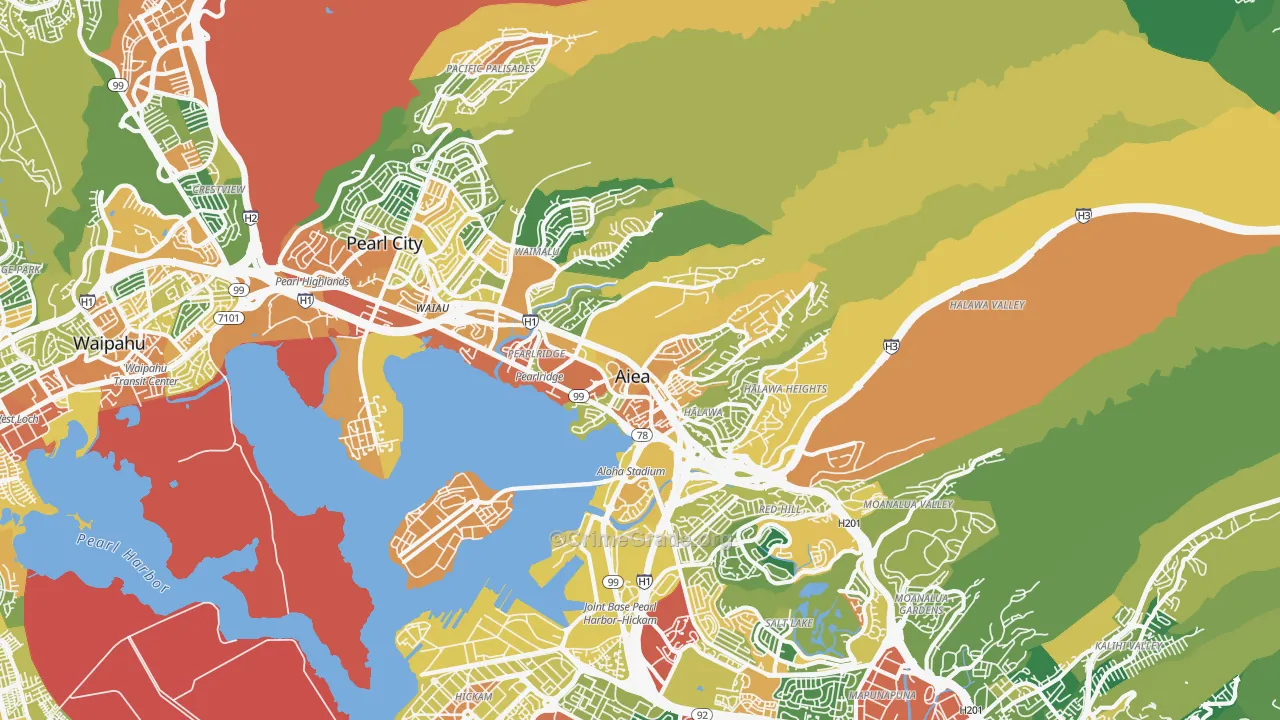 Aiea, HI Map of Drug-Related Crime Rates