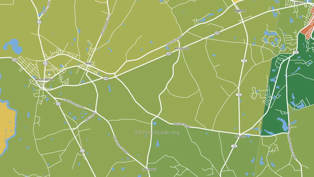 Ailey, GA Map of Drug-Related Crime Rates