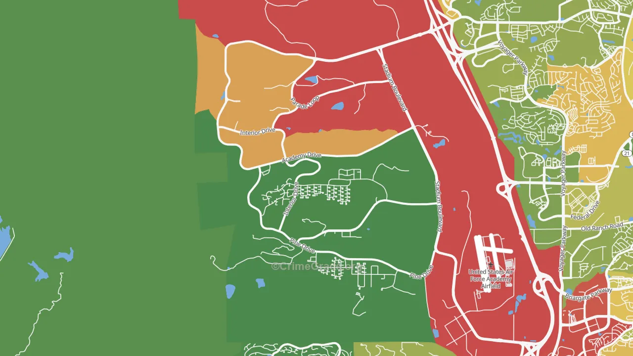 Air Force Academy, CO Map of Drug-Related Crime Rates