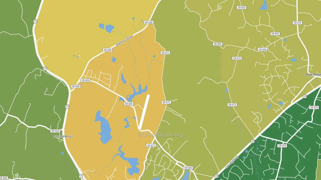 Airlie, VA Map of Drug-Related Crime Rates
