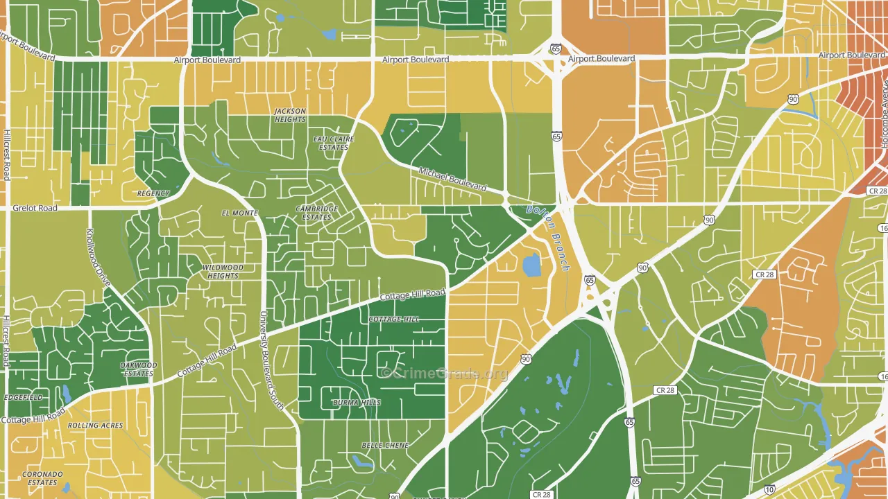 Airmont, Mobile, AL Map of Drug-Related Crime Rates