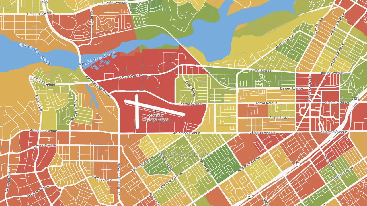 Airport, Riverside, CA Map of Drug-Related Crime Rates