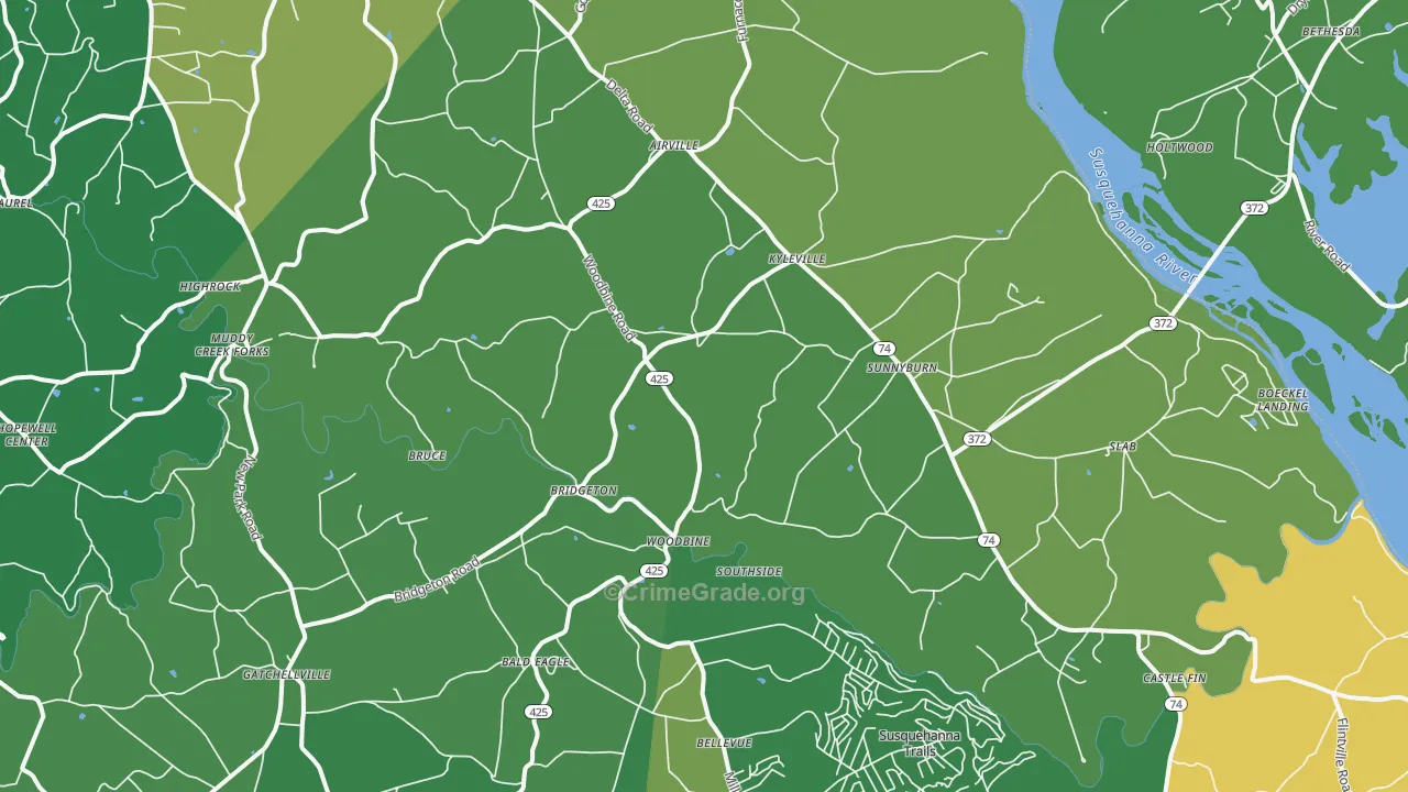 Airville, PA Map of Drug-Related Crime Rates