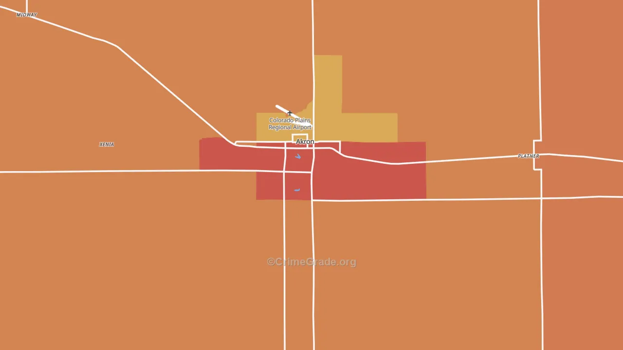 Akron, CO Map of Drug-Related Crime Rates