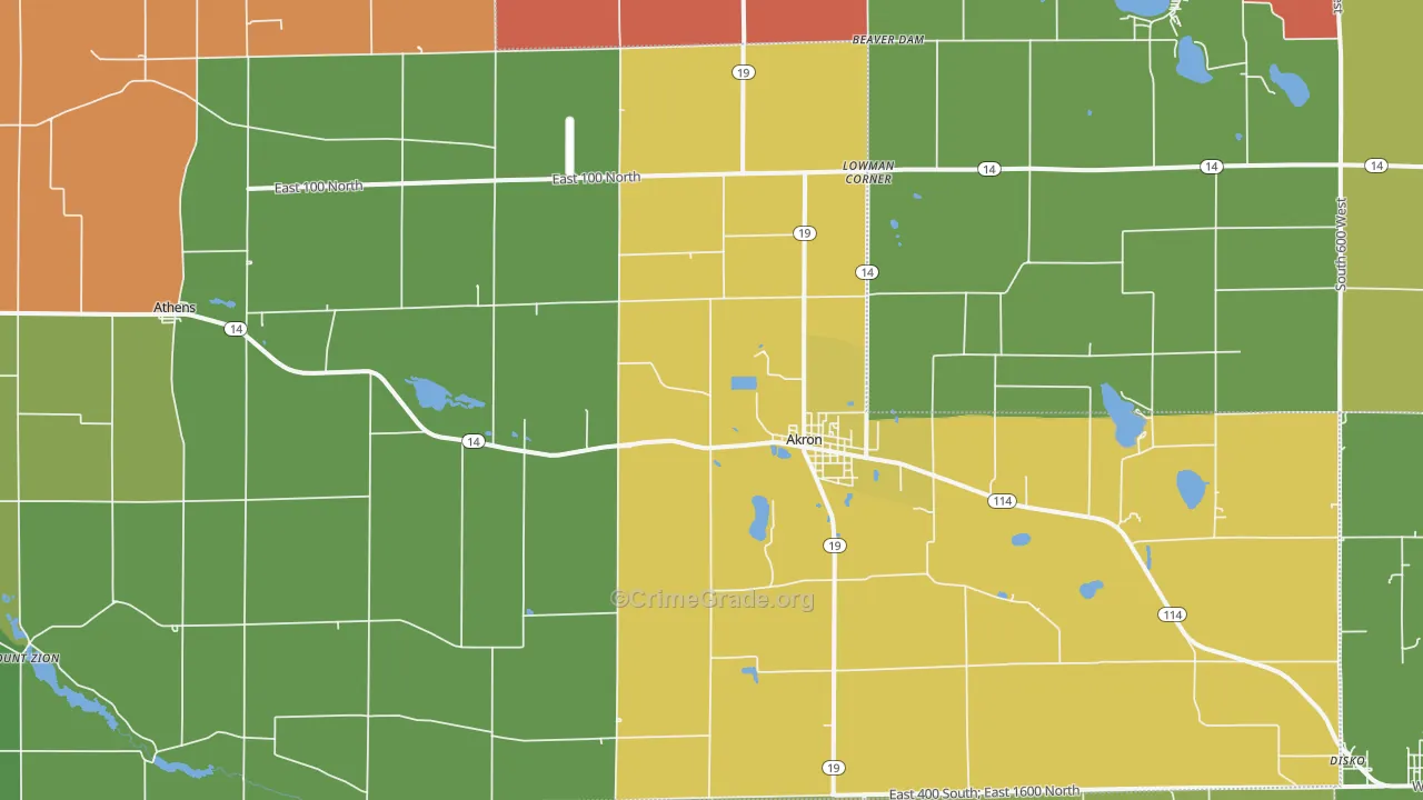 Akron, IN Map of Drug-Related Crime Rates