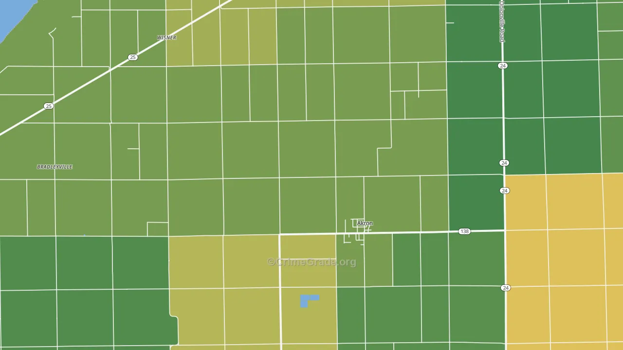 Akron, MI Map of Drug-Related Crime Rates