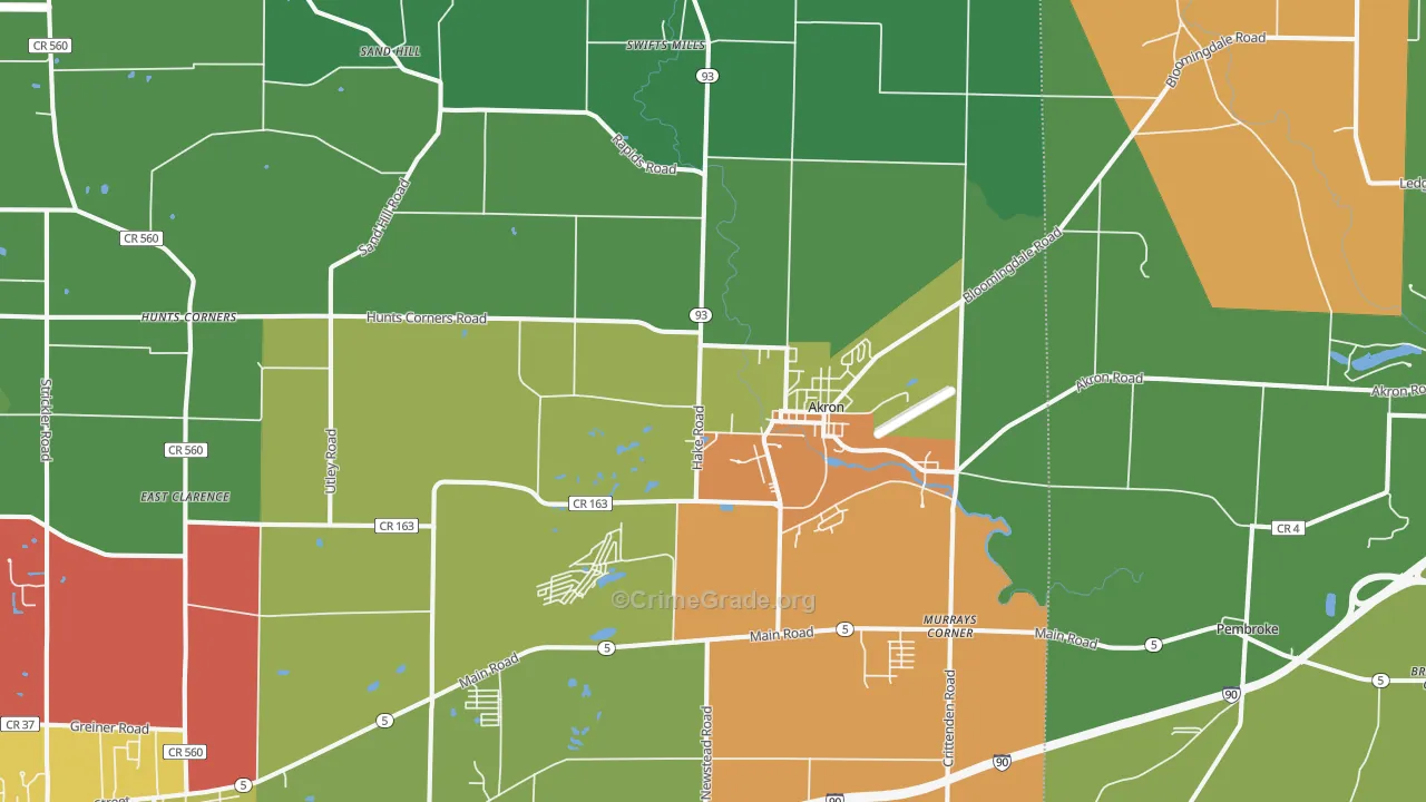 Akron, NY Map of Drug-Related Crime Rates