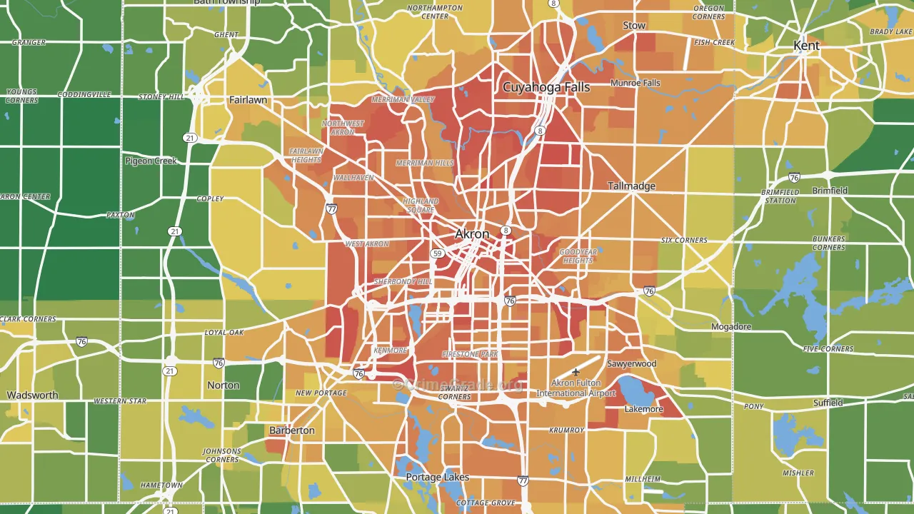 Akron, OH Map of Drug-Related Crime Rates