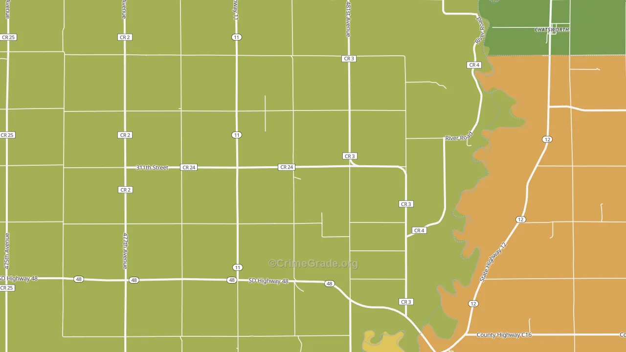 Akron, SD Map of Drug-Related Crime Rates