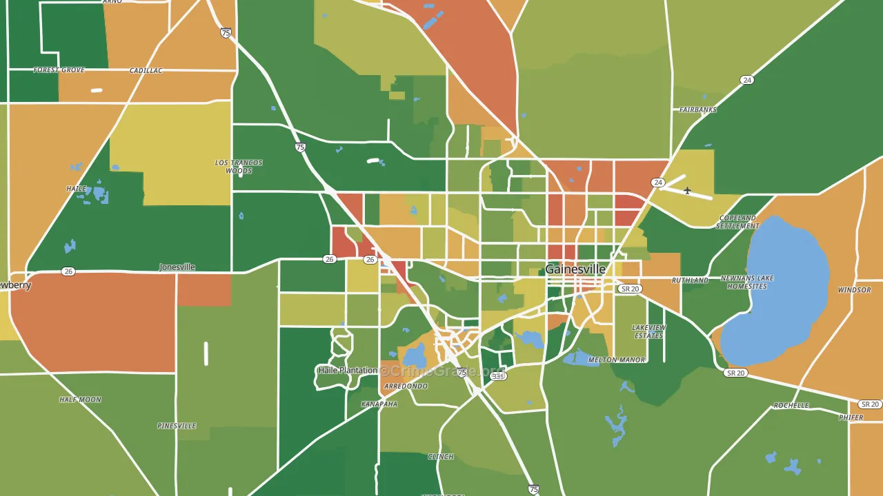 Alachua County, FL Map of Drug-Related Crime Rates