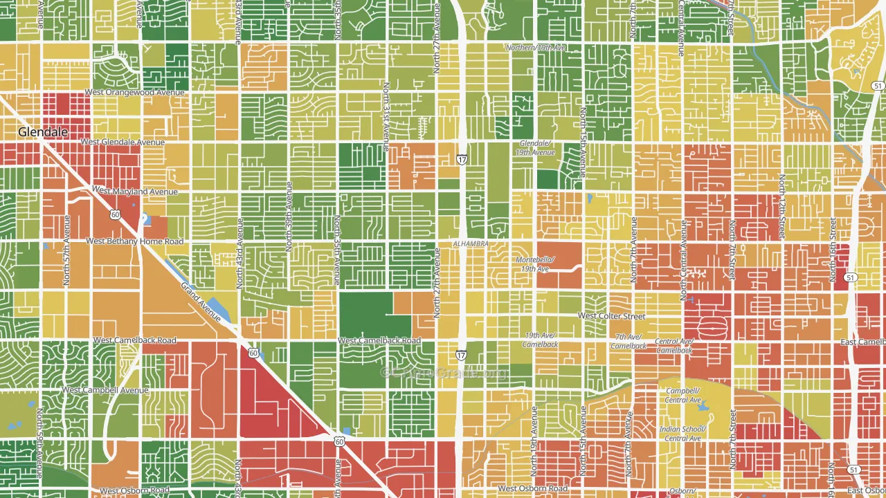 Alahambra, Phoenix, AZ Map of Drug-Related Crime Rates